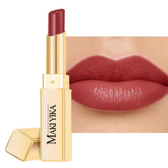 MAKI YIKA Moisture Mauve Red Lipstick applies smoothly with lasting hydration and rich color.