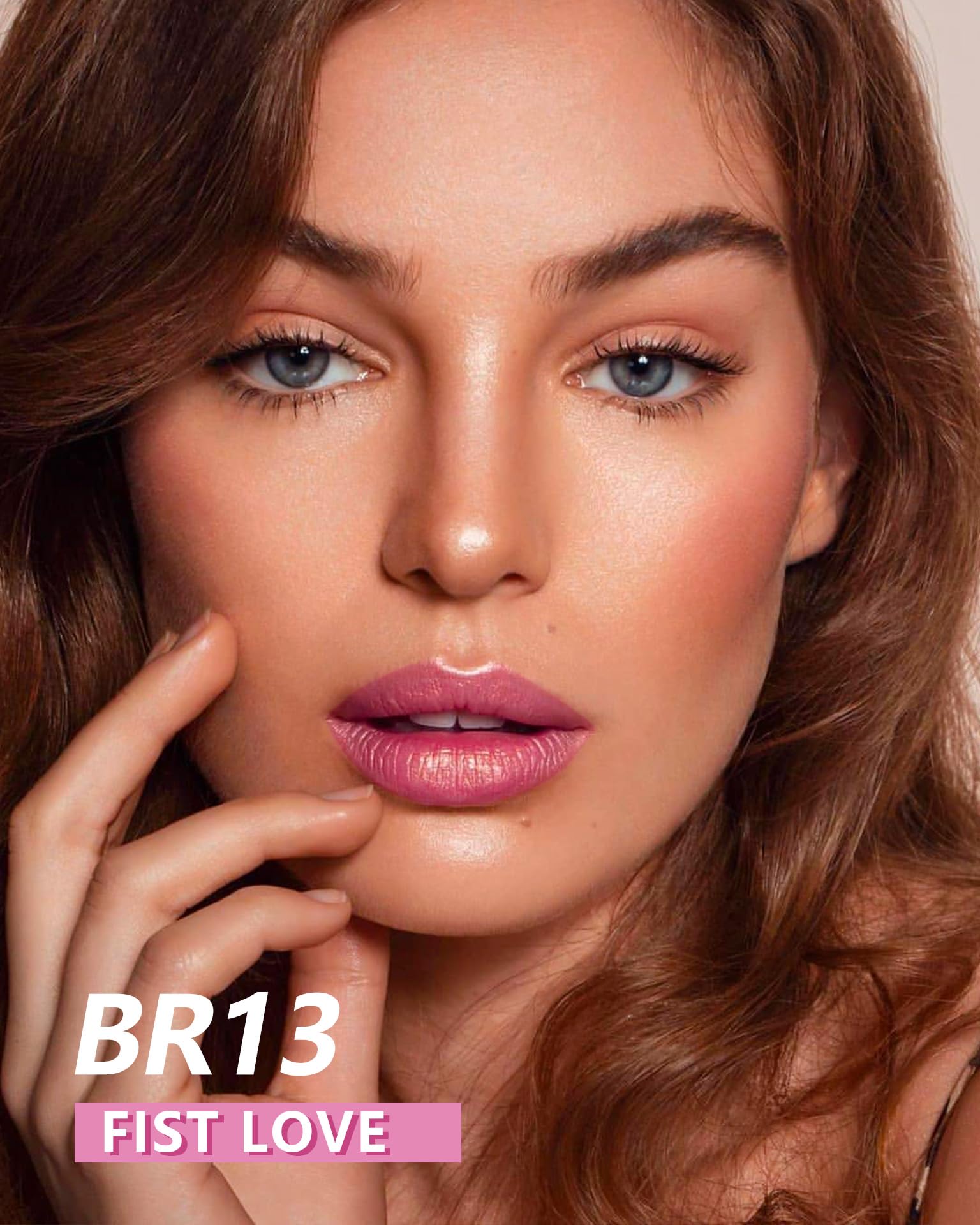 MAKI YIKA pearlescent pink lipstick delivering full coverage in one swipe