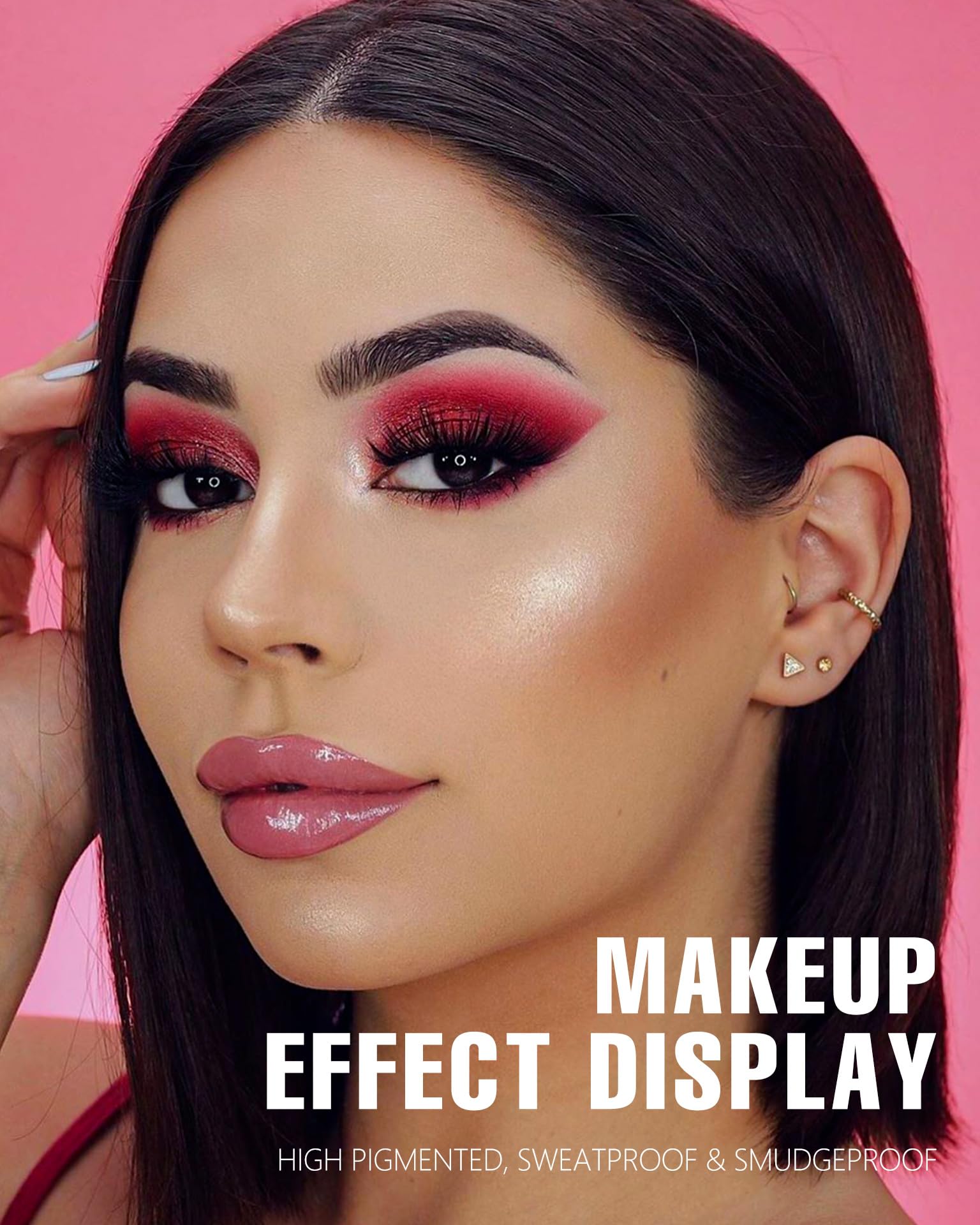 Maki Yika Red Eyeshadow Palette in use with brush demonstrates easy blending