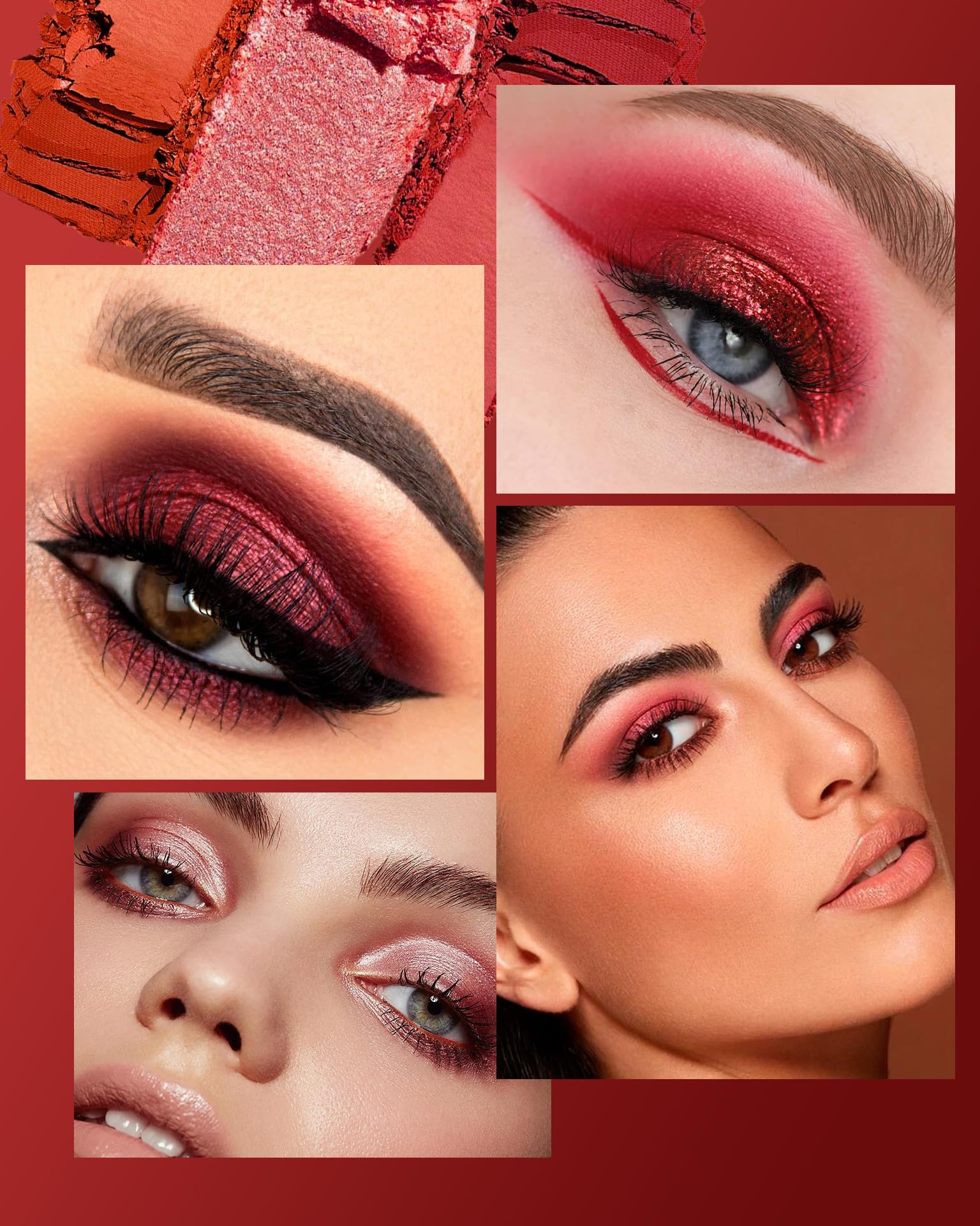 Maki Yika Red Eyeshadow Palette used for a dramatic night look