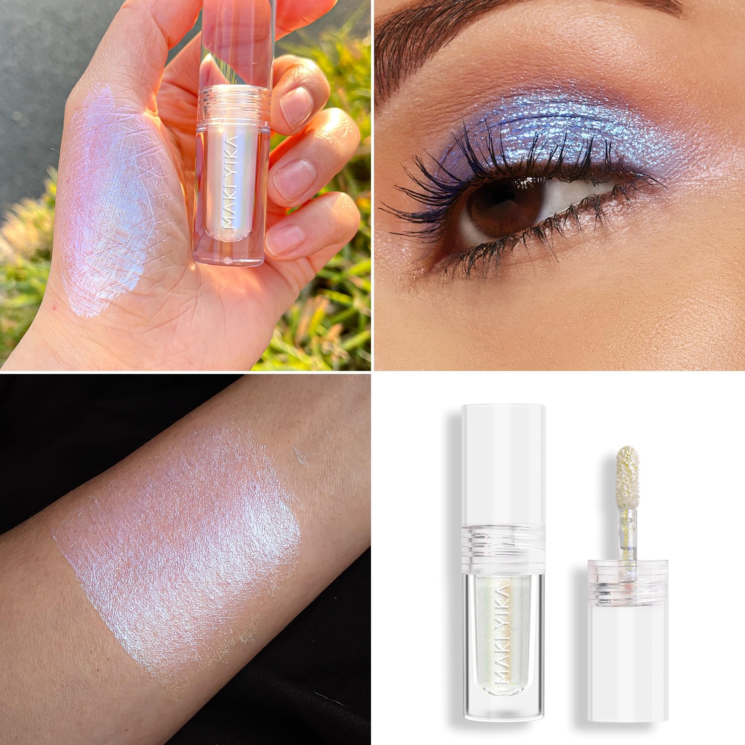 MAKI YIKA metallic liquid shadow close-up delivers bold, long-lasting shine
