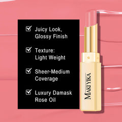 MAKI YIKA lipstick on lips demonstrates vivid color and long-lasting moisture.