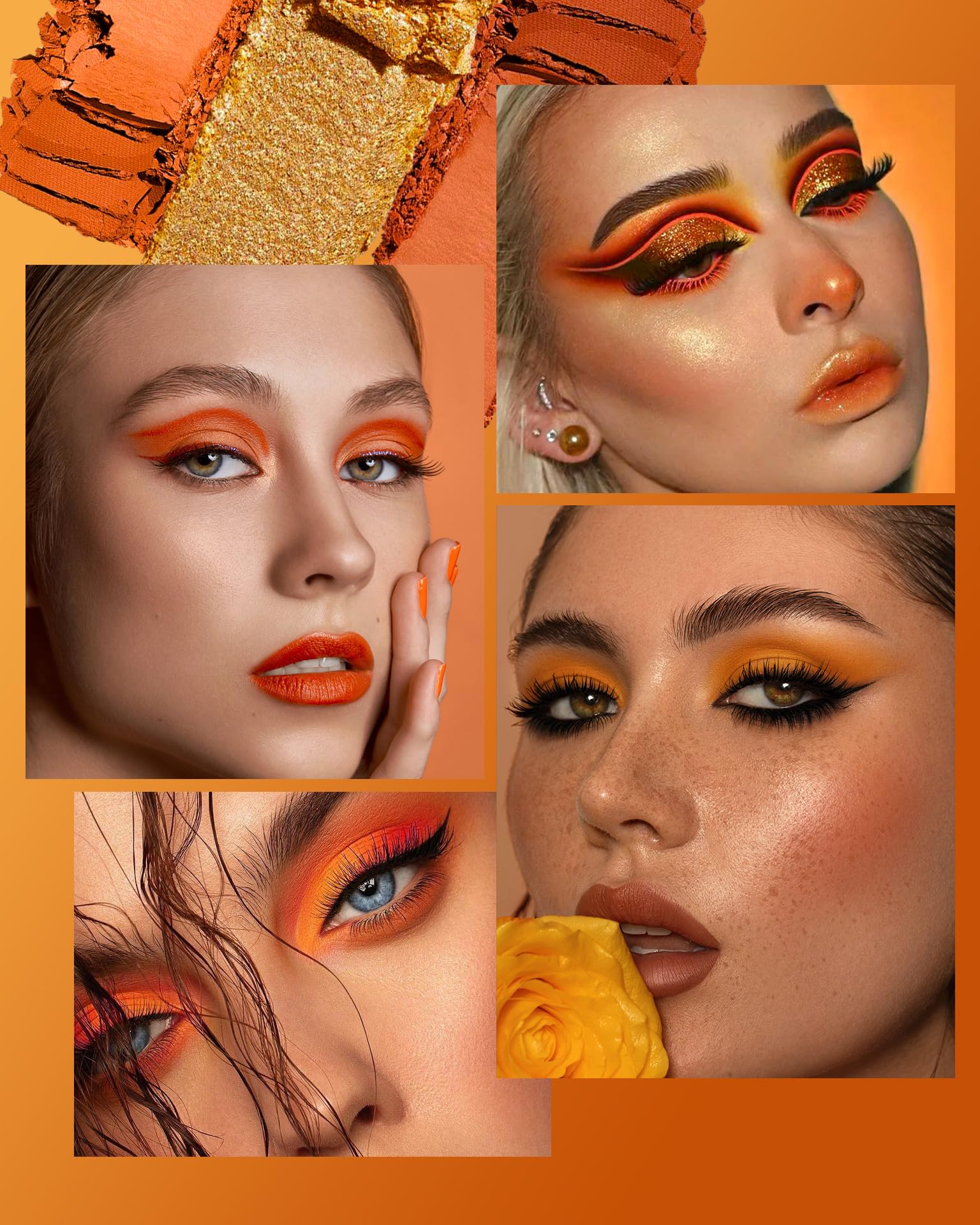 MAKI YIKA Orange Eyeshadow Palette Glitter Metals offers shimmering drama with smooth application.