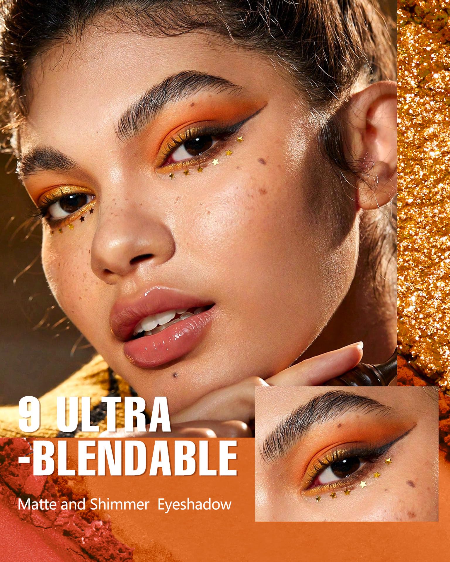 MAKI YIKA Orange Eyeshadow Palette Sunset Shades ideal for bold daytime looks.