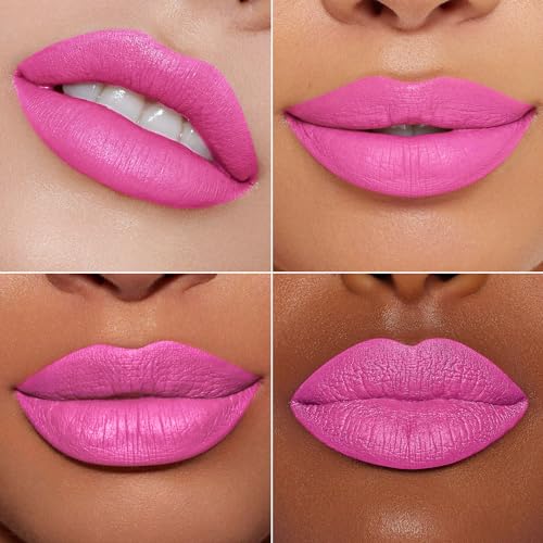 MAKI YIKA pink lipstick wear test reveals long-lasting color through everyday activities.