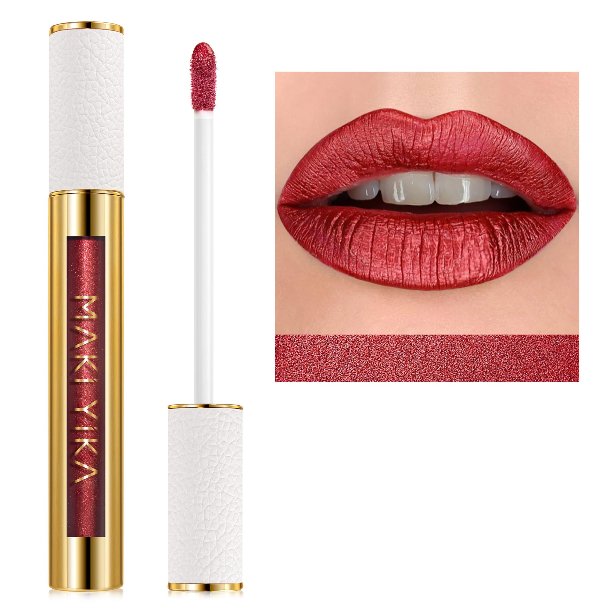 MAKI YIKA red lipstick Dangerous swirl with pearlescent, bold, long-lasting finish.