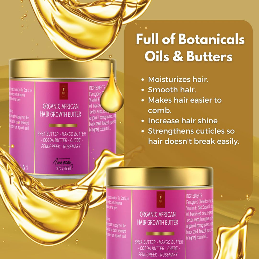Makof Beauty Chebe Hair Butter on curly hair; enhances curl definition without heaviness.