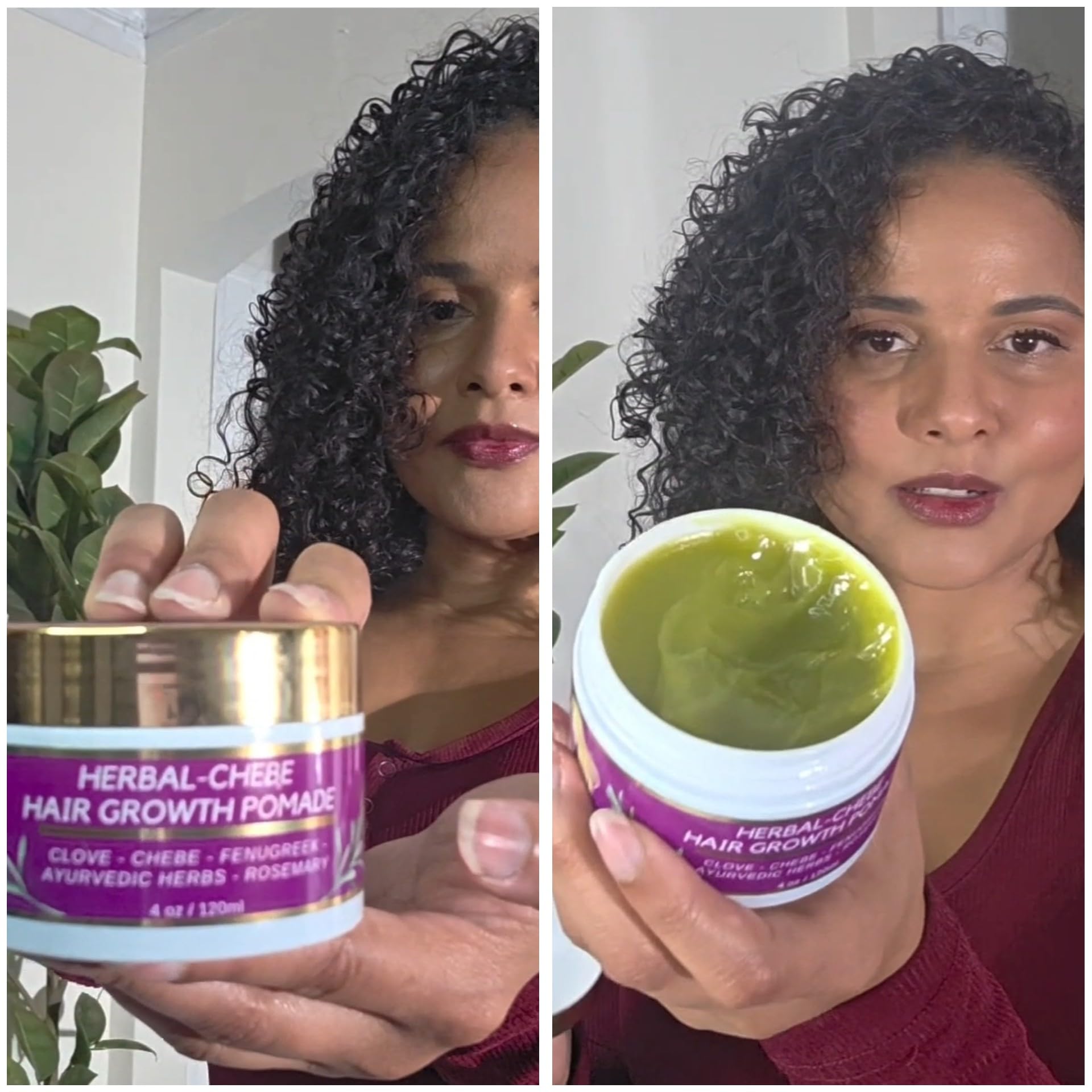 Lifestyle shot of healthy-looking hair with Chebe Grease glow