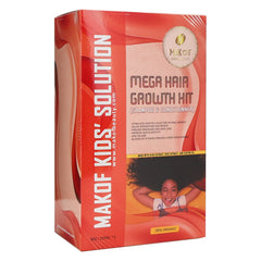 MAKOF ingredients illustration with aloe, rice, and castor oil for healthy-looking hair.