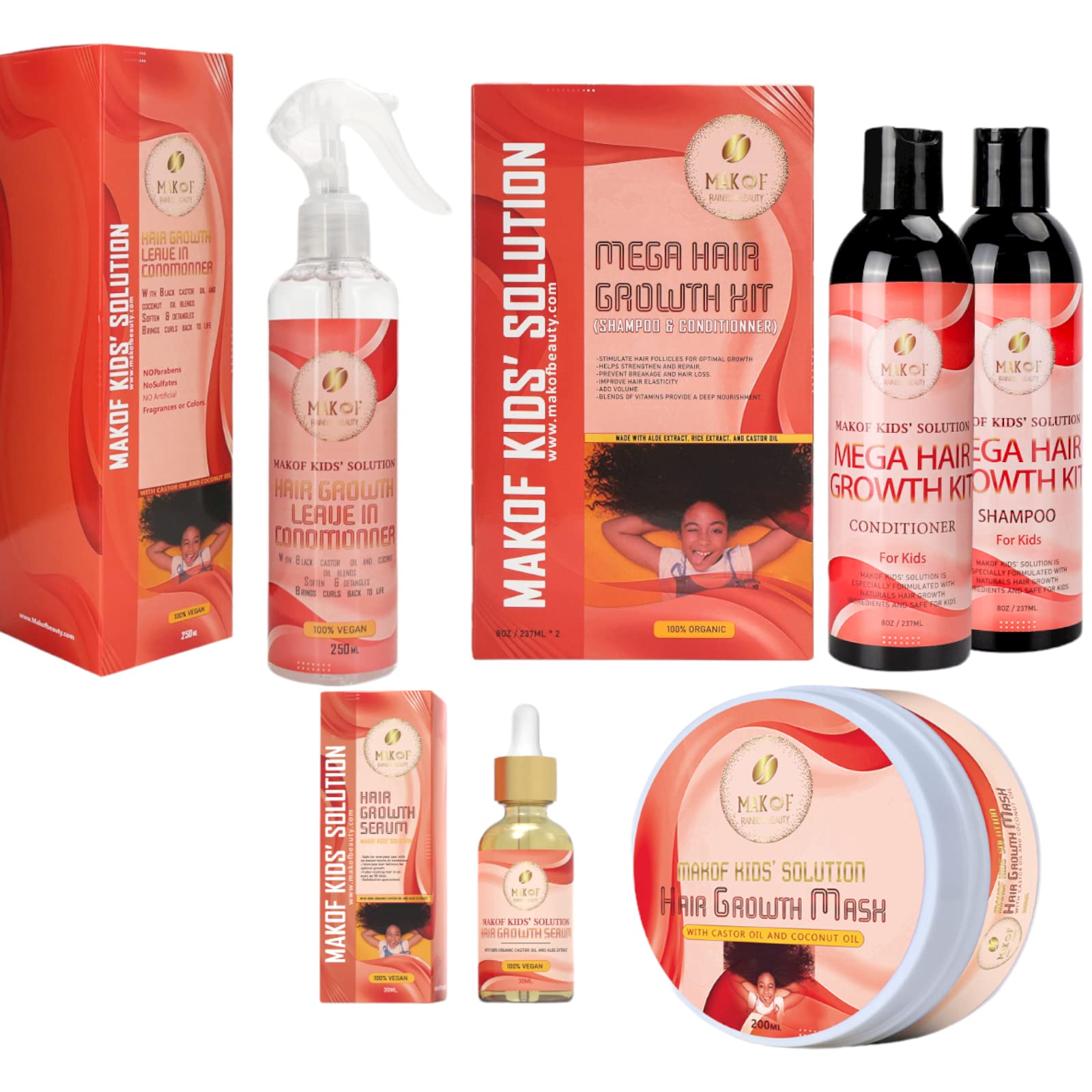 MAKOF Kid's Hair Growth Set shampoo bottle for gentle cleansing of kids' curls