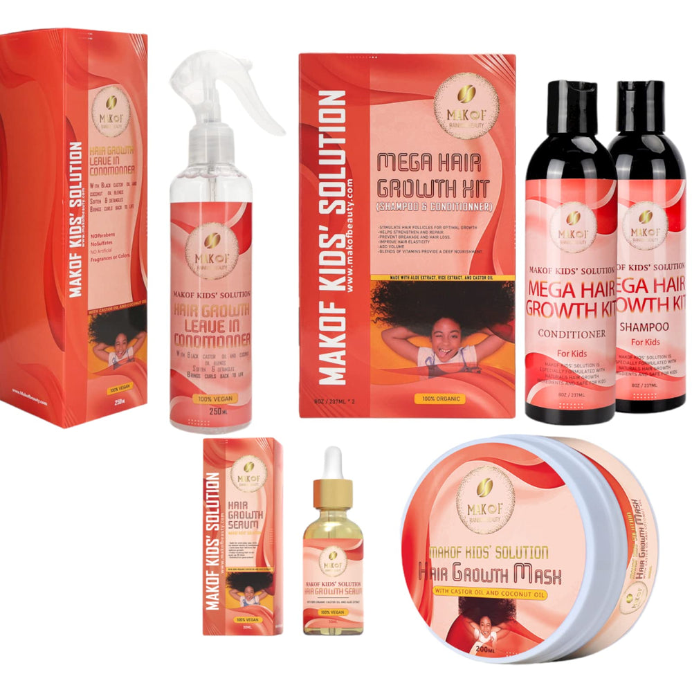 MAKOF Kid's Hair Growth Set shampoo bottle for gentle cleansing of kids' curls