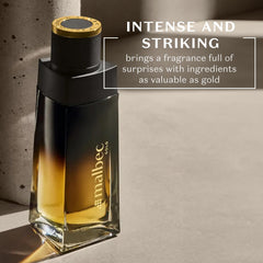 Malbec Exquisite Gold bottle cap view emphasizes premium craftsmanship and scent longevity