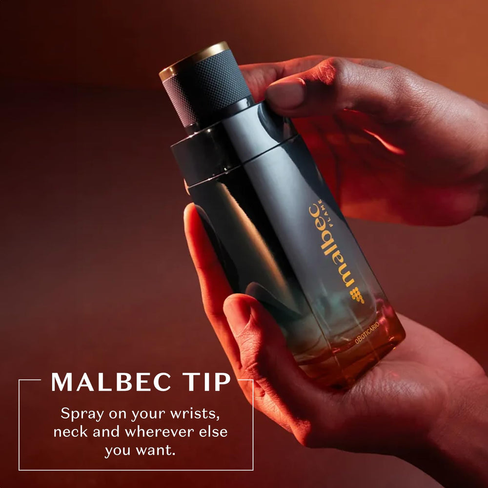 Malbec Flame packaging showcases Brazilian made cruelty free fragrance