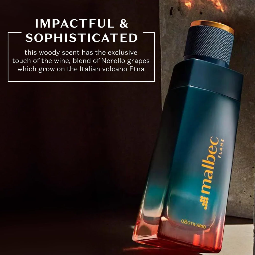 Malbec Flame woody patchouli base adds masculine depth