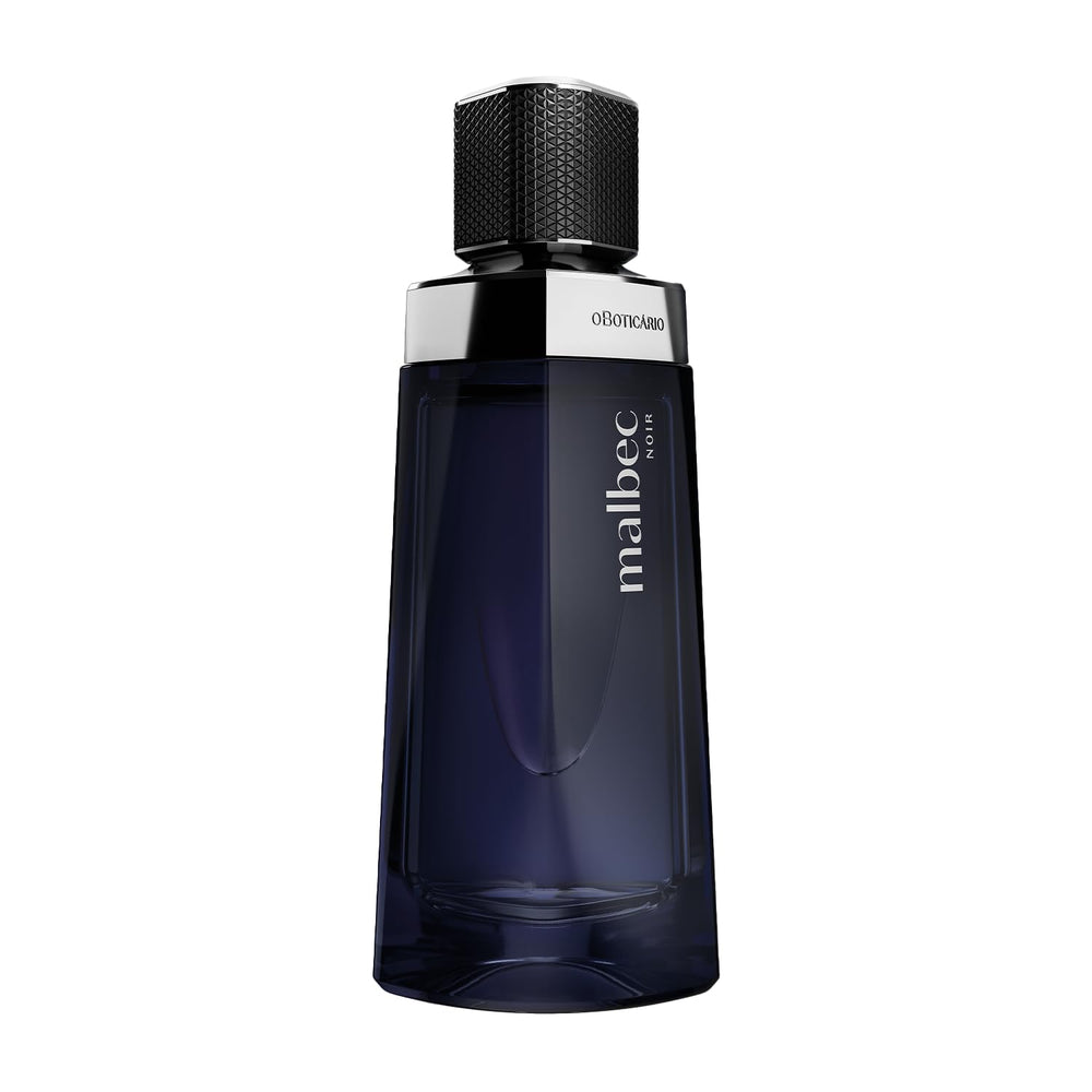Malbec Noir bottle close-up highlighting woody notes for daily wear.