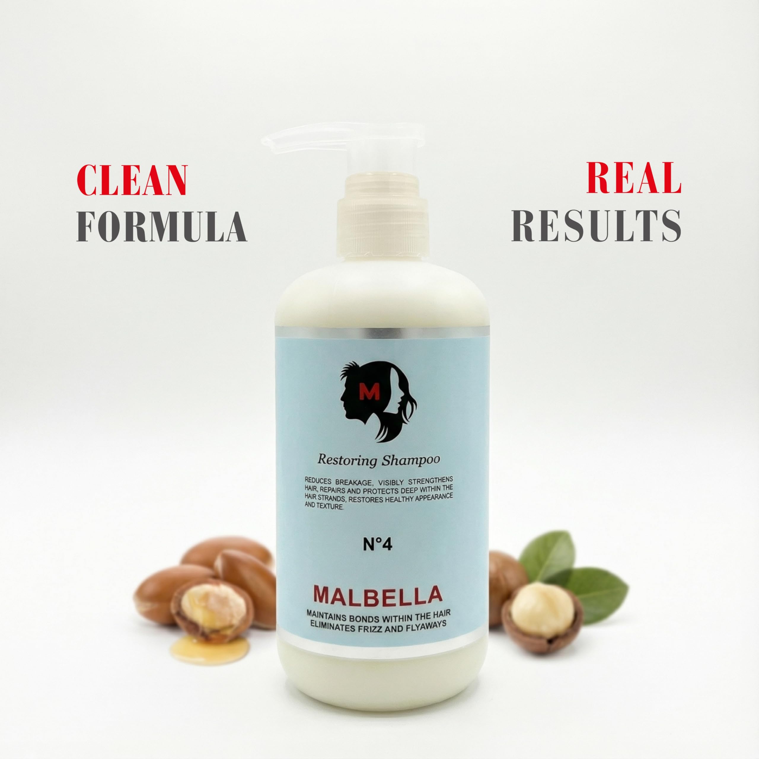 MALBELLA hair strands before and after treatment showing smoother, frizz-controlled texture.
