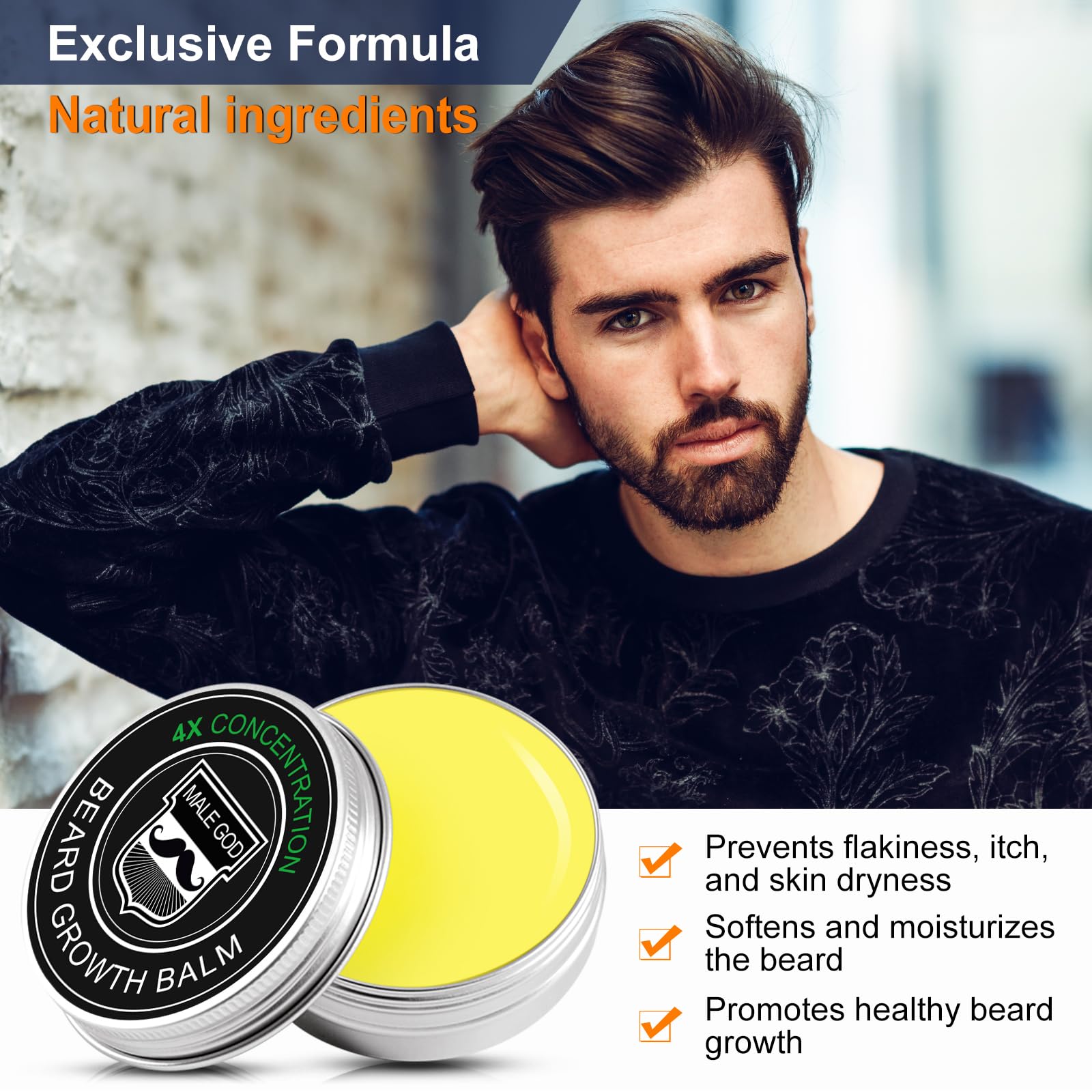 MALE GOD beard massager for patchy beard care and stimulation.