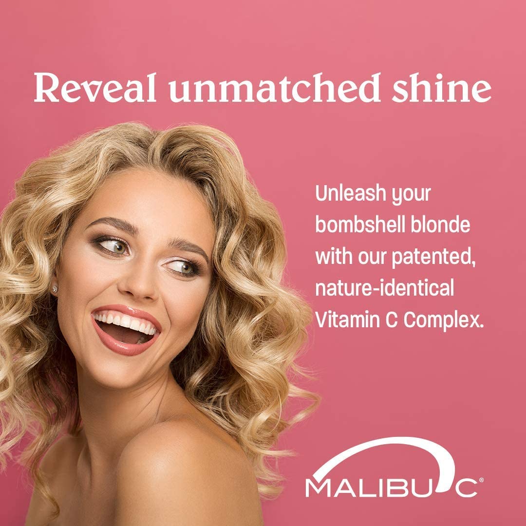 Before-after comparison reveals reduced brassiness and brighter blonde tones.