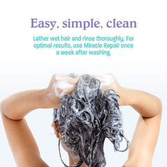 Malibu C Miracle Repair application on hands for deep conditioning