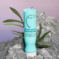 Pouring Malibu C Miracle Repair reveals creamy texture for quick moisture