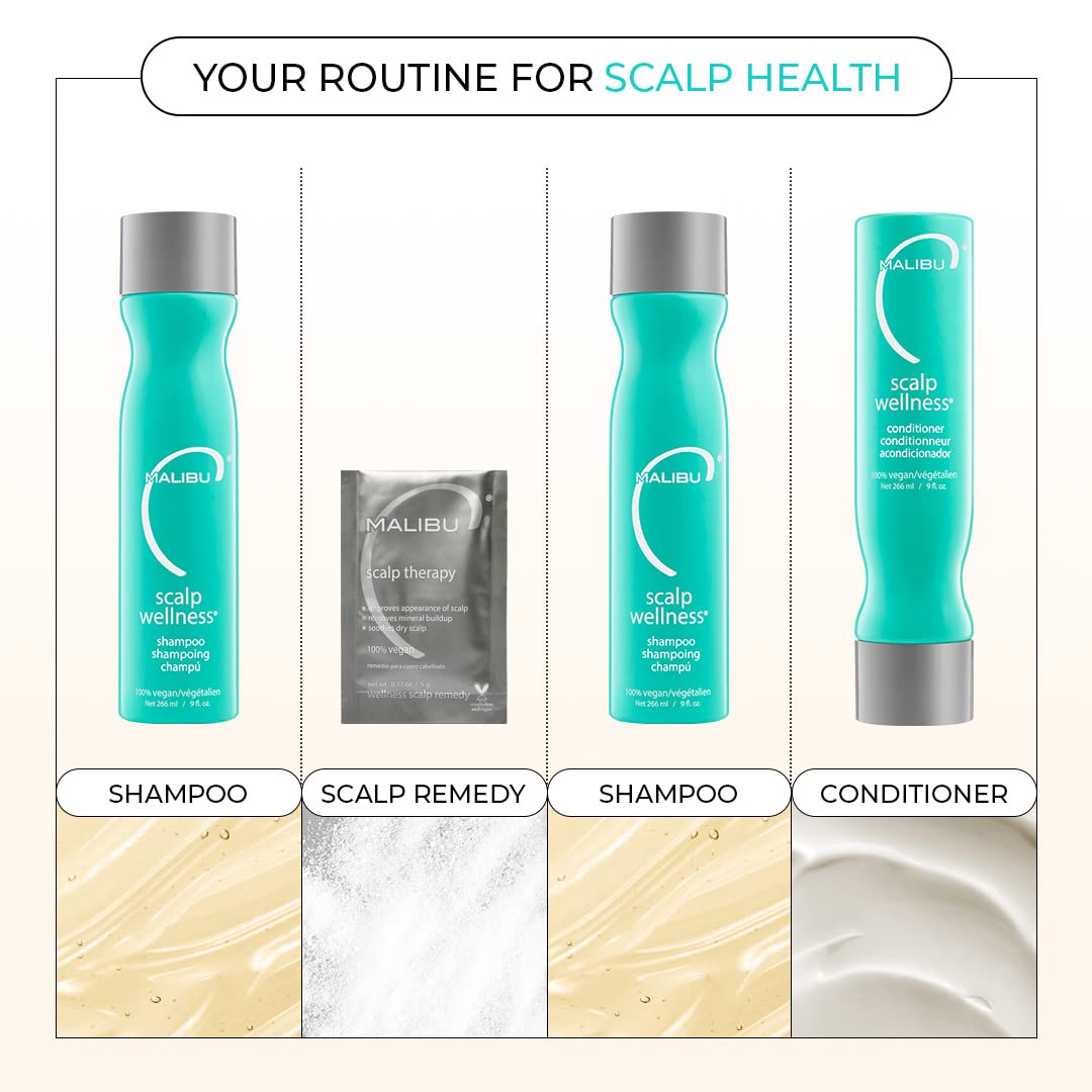 Malibu C Scalp Wellness Conditioner enhances natural shine and manageability.