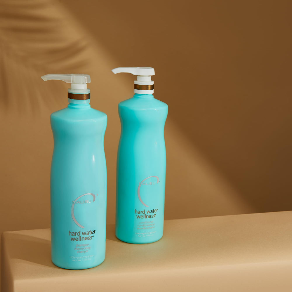 Hair looks luminous and healthy after using Malibu C hard water formula.