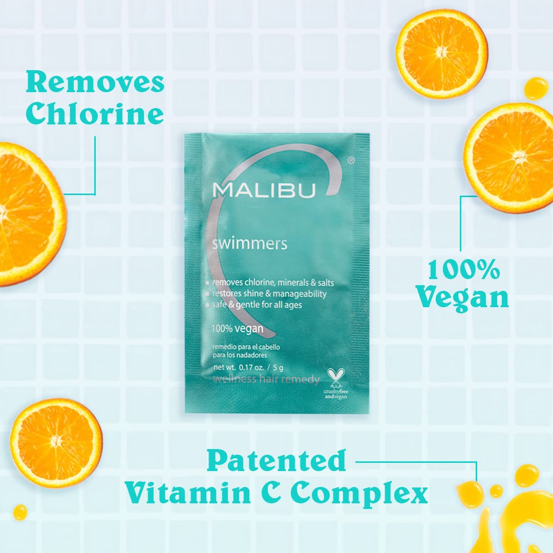 Malibu C Swimmers Wellness Remedy vegan-formula bottle highlights cruelty-free post-swim care