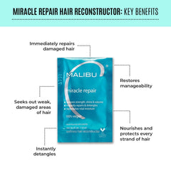 Malibu C vitamin complex and plant proteins for nourished hair.