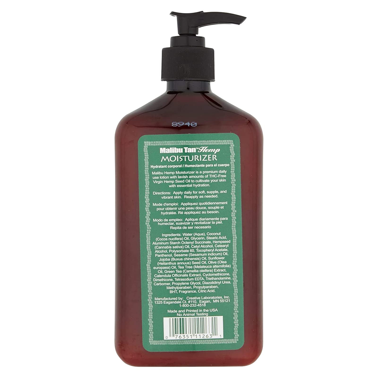 Malibu Tan hemp body lotion texture swatch highlighting creamy consistency