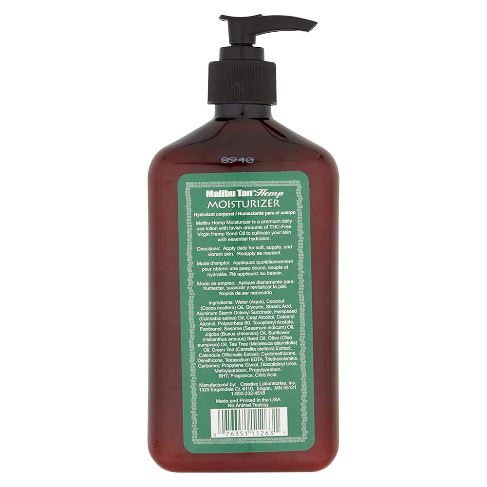Malibu Tan hemp body lotion texture swatch highlighting creamy consistency