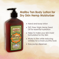 Malibu Tan ingredients list shows hemp extract and nourishing oils
