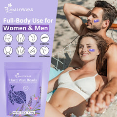 Mallowwax Brazilian bikini wax-ready beads for smooth, precise removal.