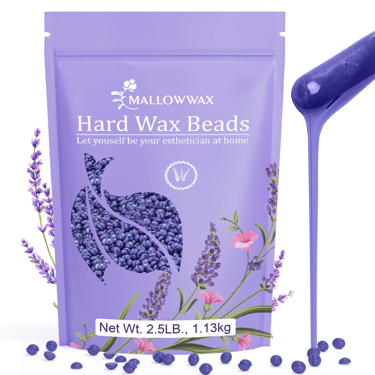 Mallowwax hard wax beads bulk pack for home waxing with reliable grip.