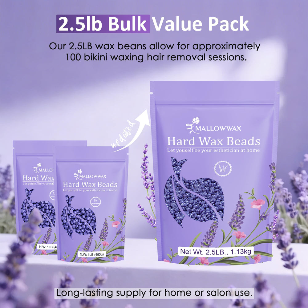 Mallowwax low-temp melt beads ensuring controlled, comfortable application.