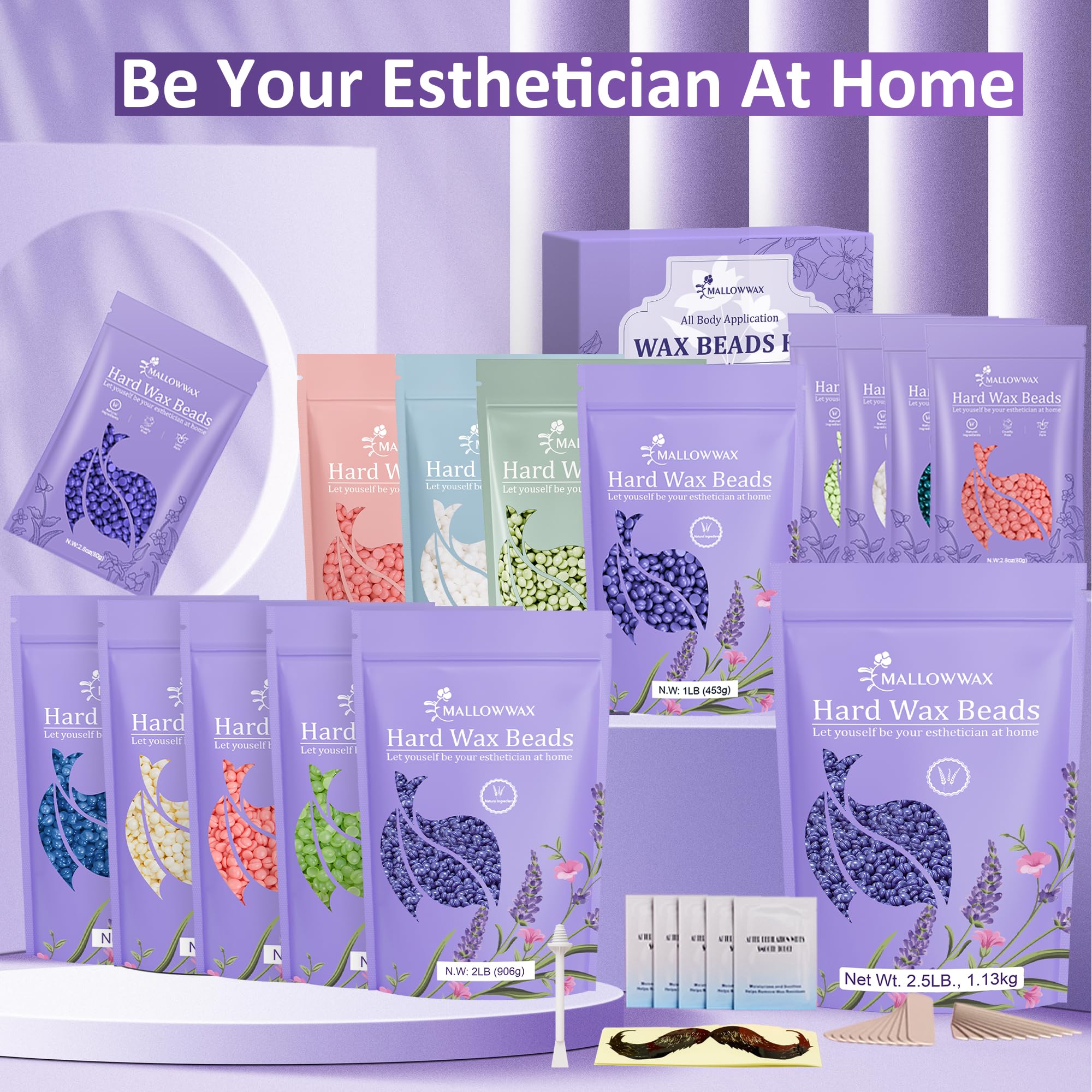 Mallowwax packaging shown for home or salon use.