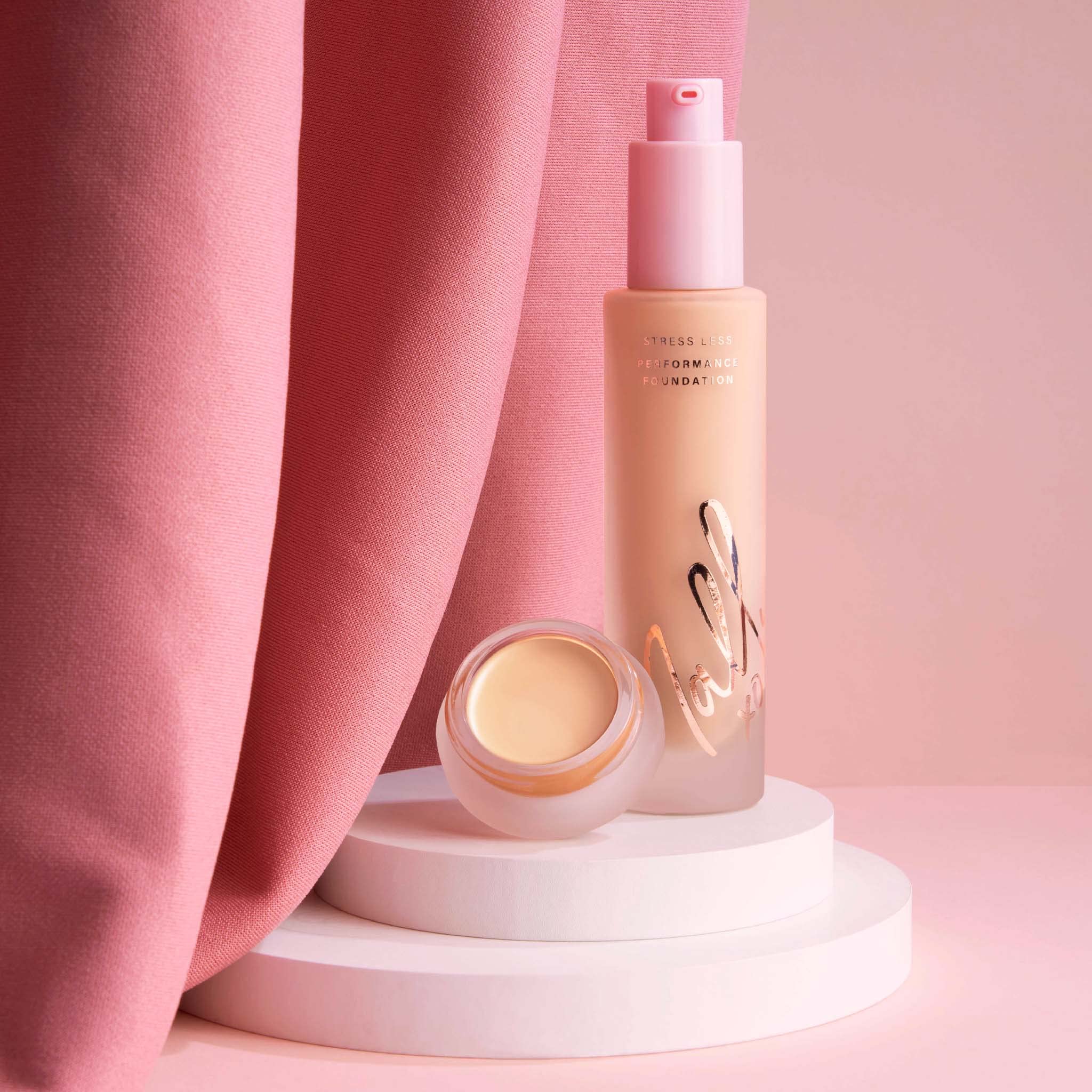 Mally Beauty Stress Less Concealer under-eye application smooths brightness.