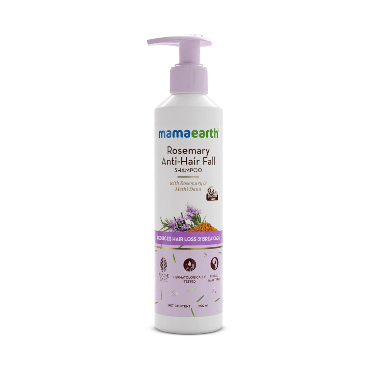 Mamaearth Rosemary Shampoo bottle front for daily scalp cleansing