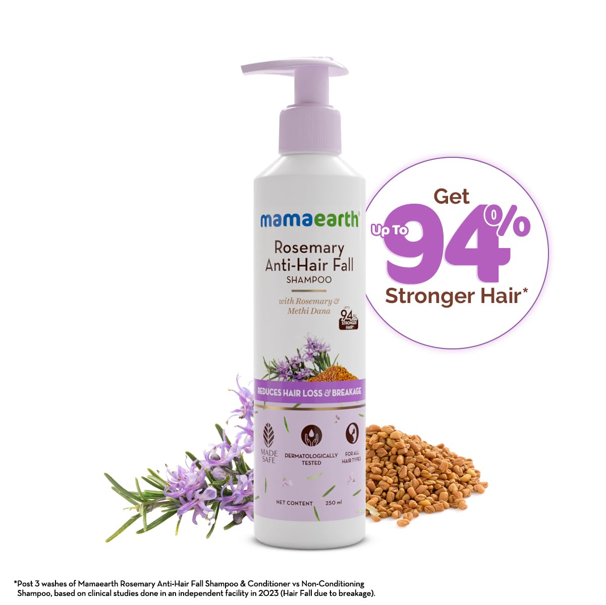Shampoo ingredients rosemary and fenugreek for scalp nourishment