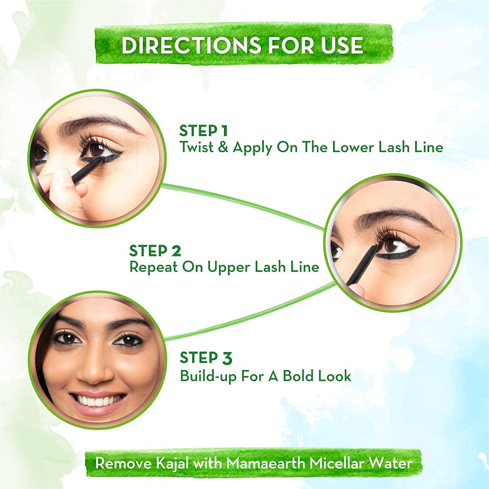 MAMAEARTH Charcoal Kajal 0.35 g fits daily makeup bags