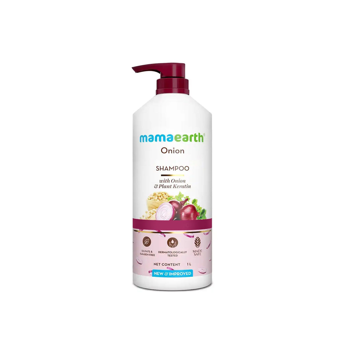 MAMAEARTH onion shampoo bottle front for daily cleansing
