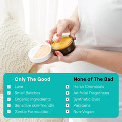 Mambino Oh Baby hands applying belly butter for daily care