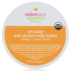 Oh Baby Belly Butter jar front view, hydrating cream