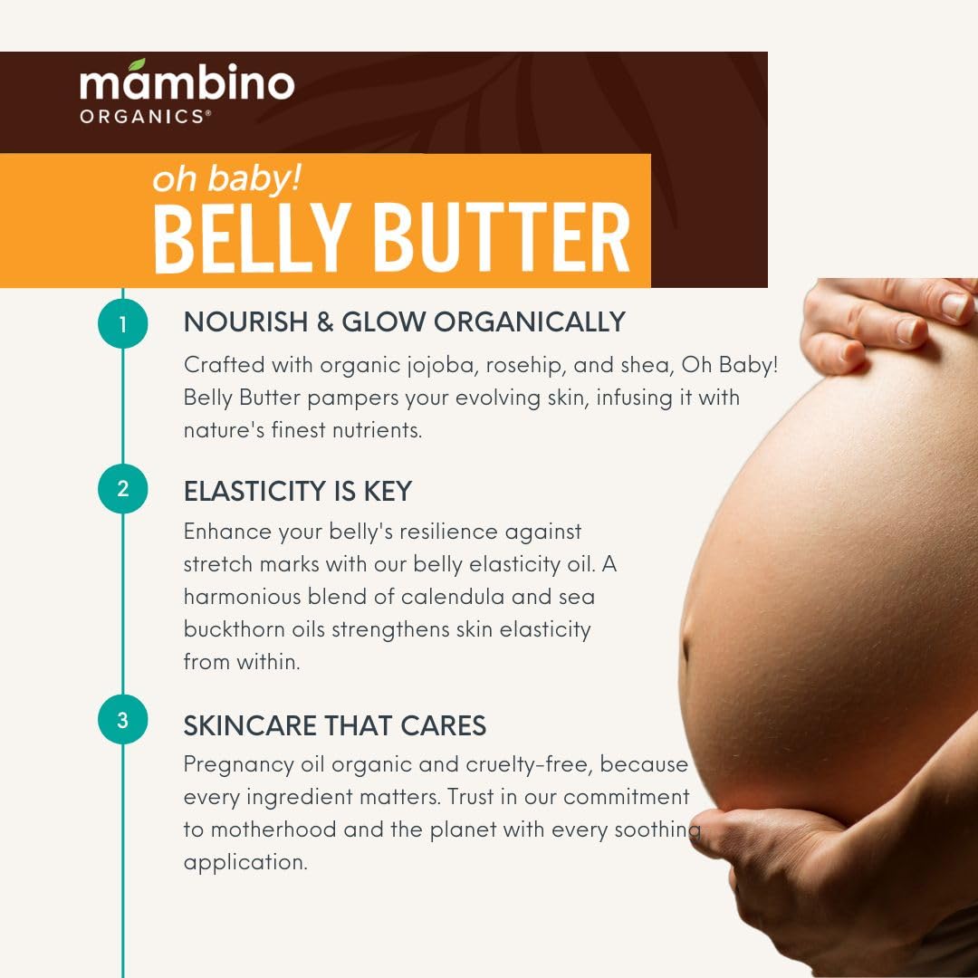 Lifestyle shot with Oh Baby Belly Butter near maternity wear