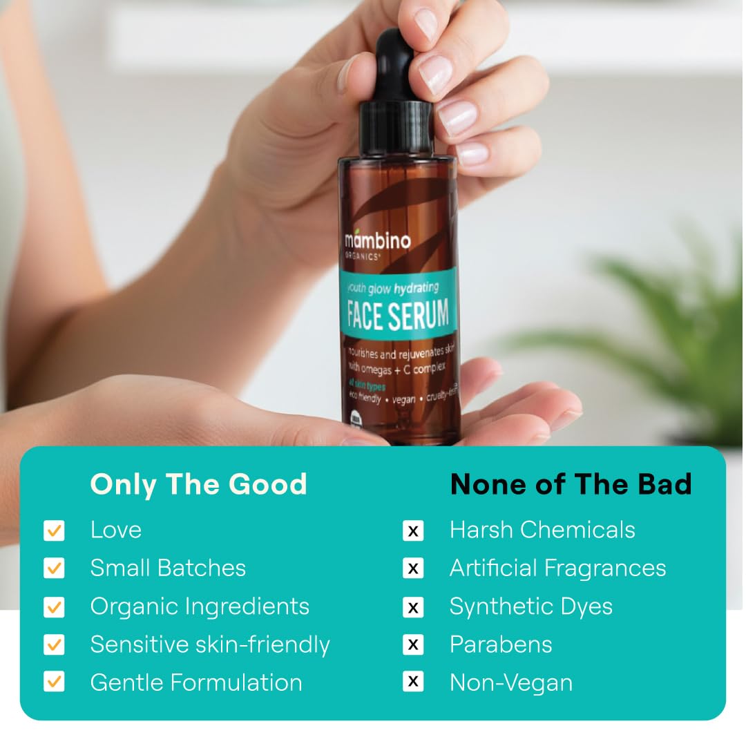 Mambino Organics Youth Glow Serum marula-oil close-up emphasizes nourishment for elasticity