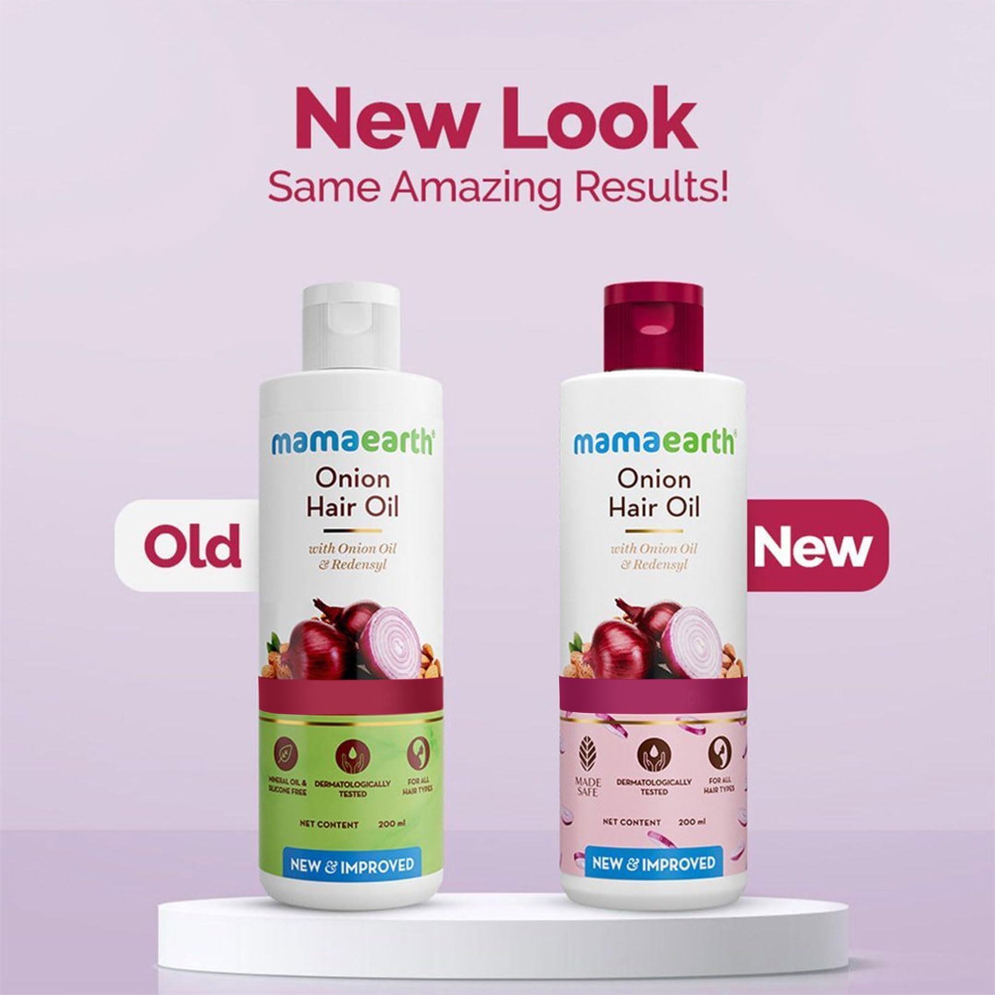 Mamearth Onion Hair Oil dispensing pump enabling mess-free application.