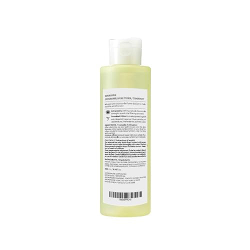 Packaging for Mamonde Chamomile Pure Vegan Toner emphasizes clean beauty and vegan skincare.