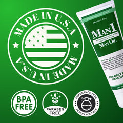 Man1 Man Oil fragrance free formula supports sensitive skin comfort.
