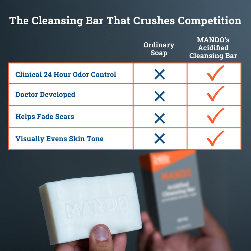 Mando 4-in-1 bar shampoo-use close-up promoting versatile hair cleansing
