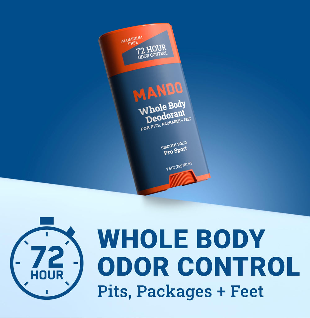 Mando 72-hour odor control graphic suggests long-lasting freshness across activities