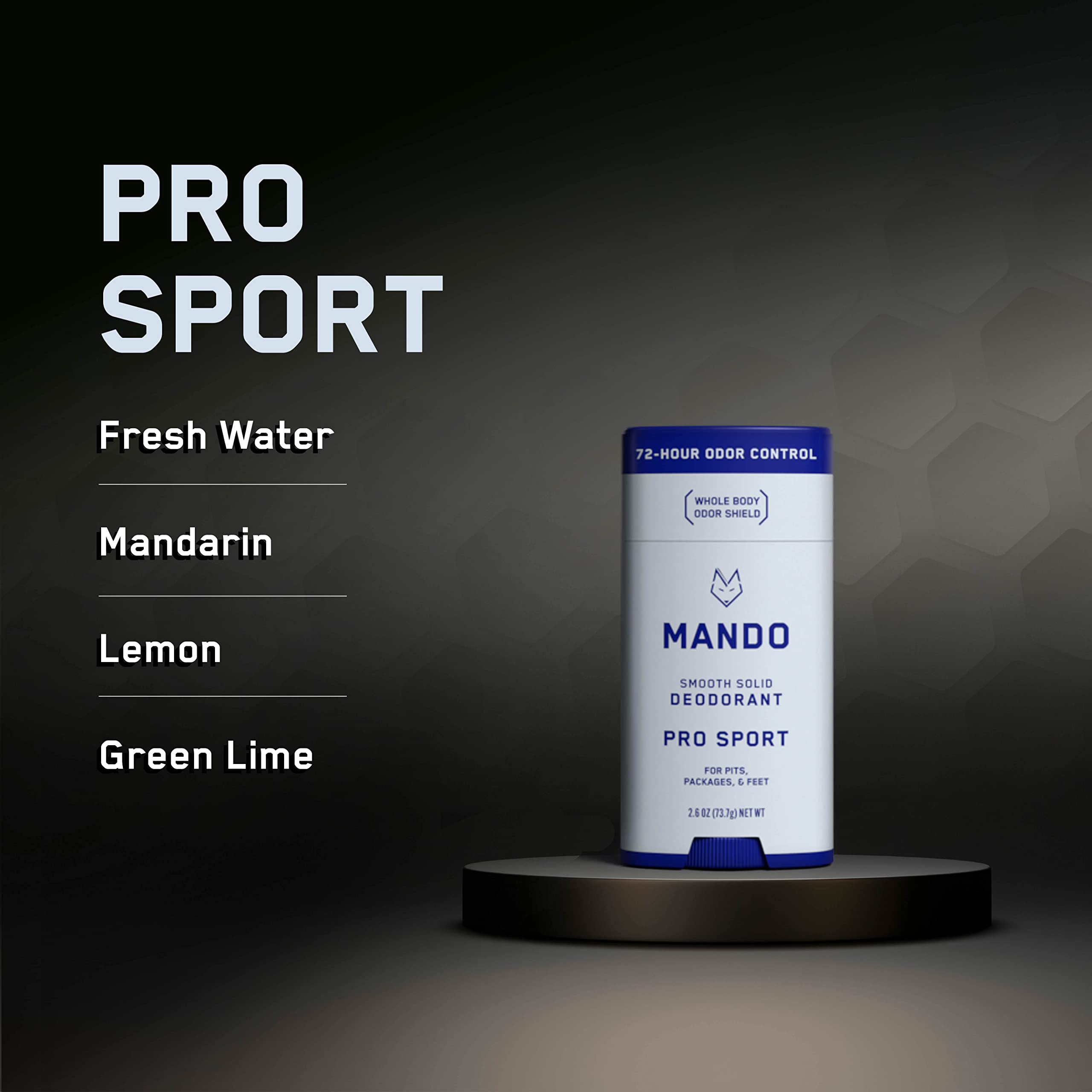 Mando Acidified Body Wash bottle front promoting body odor protection during shower.